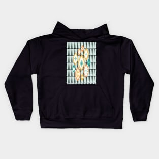 Atomic Age MCM Abstract Shapes and Stars in Teal, Aqua, Orange, Yellow Kids Hoodie